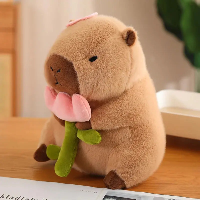 Cute Capybara Plush Pillow with Soft Fabric and Removable Accessories for Home Decor