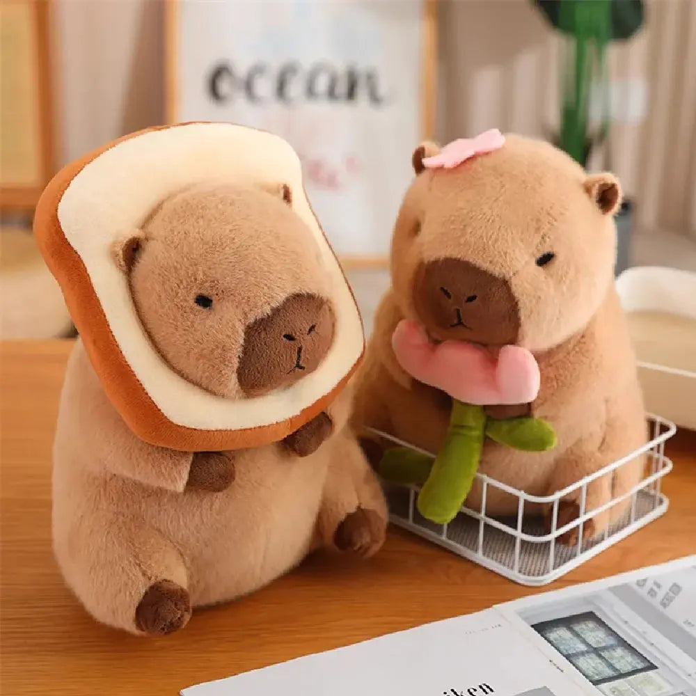 Cute Capybara Plush Pillow with Soft Fabric and Removable Accessories for Home Decor