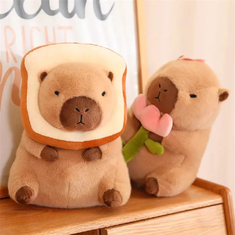 Cute Capybara Plush Pillow with Soft Fabric and Removable Accessories for Home Decor