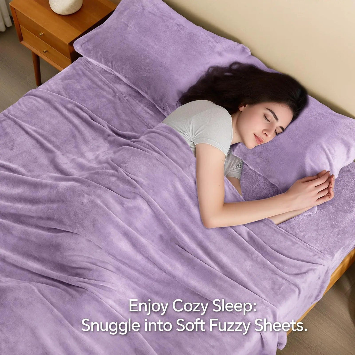 Flannel Fleece Bedding Set with Plush Microfiber Sheet and Pillowcases for Cozy All Season Comfort (Included 1 Fitted Sheet & 2 Pillowcases)