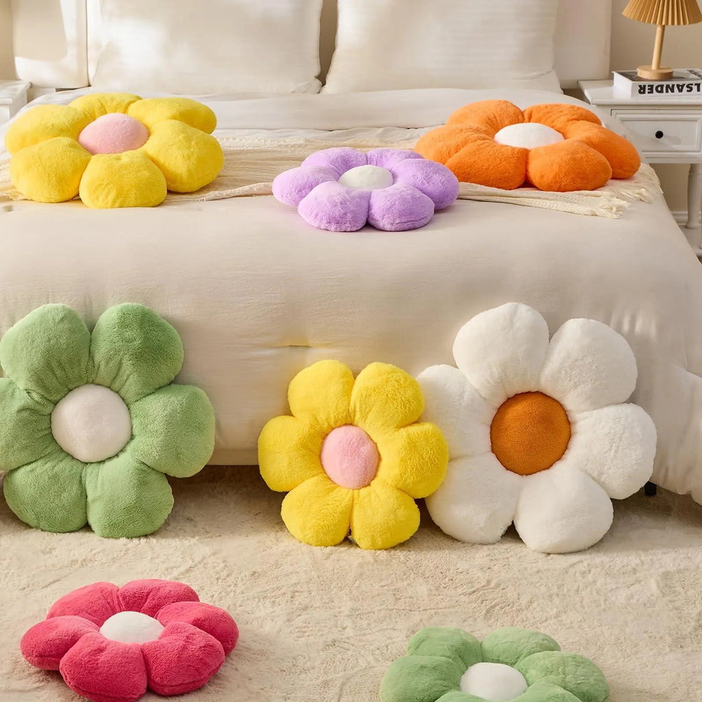 Flower-Shaped Plush Decorative Cushion with Soft Throw-Pillow Design for Sofa, Chair, and Floor Styling