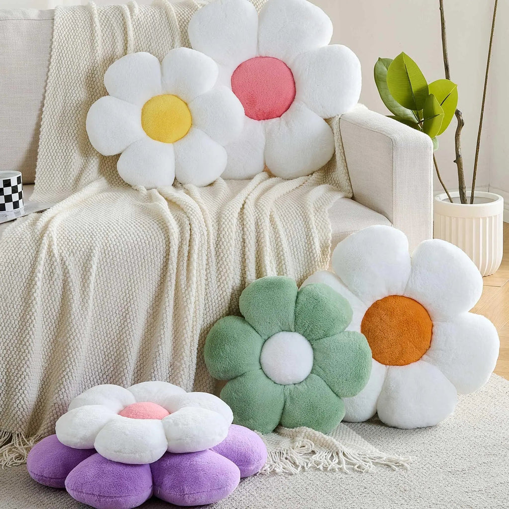 Flower-Shaped Plush Decorative Cushion with Soft Throw-Pillow Design for Sofa, Chair, and Floor Styling