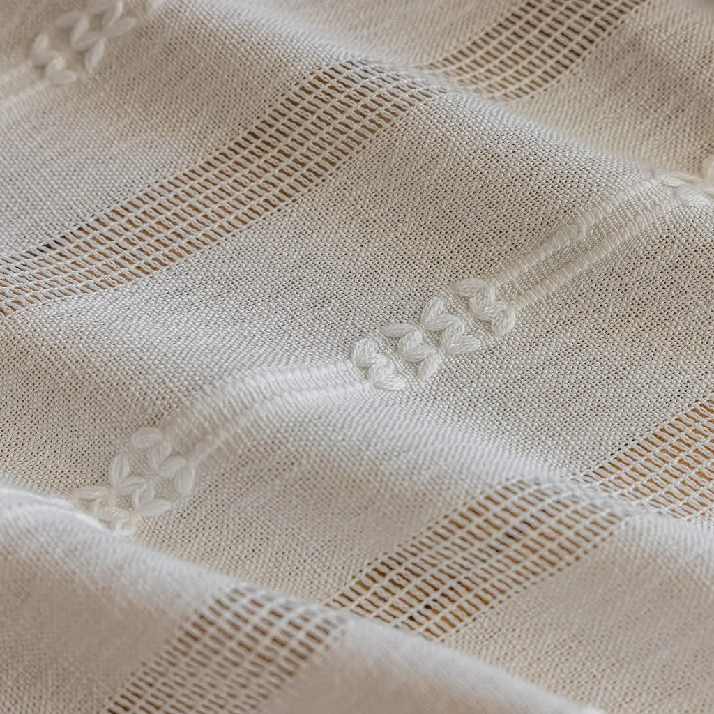 Jacquard Hollow-Out White Tulle Semi-Blackout Curtain Panels for Living Room, Bedroom, and Dining Area Décor
