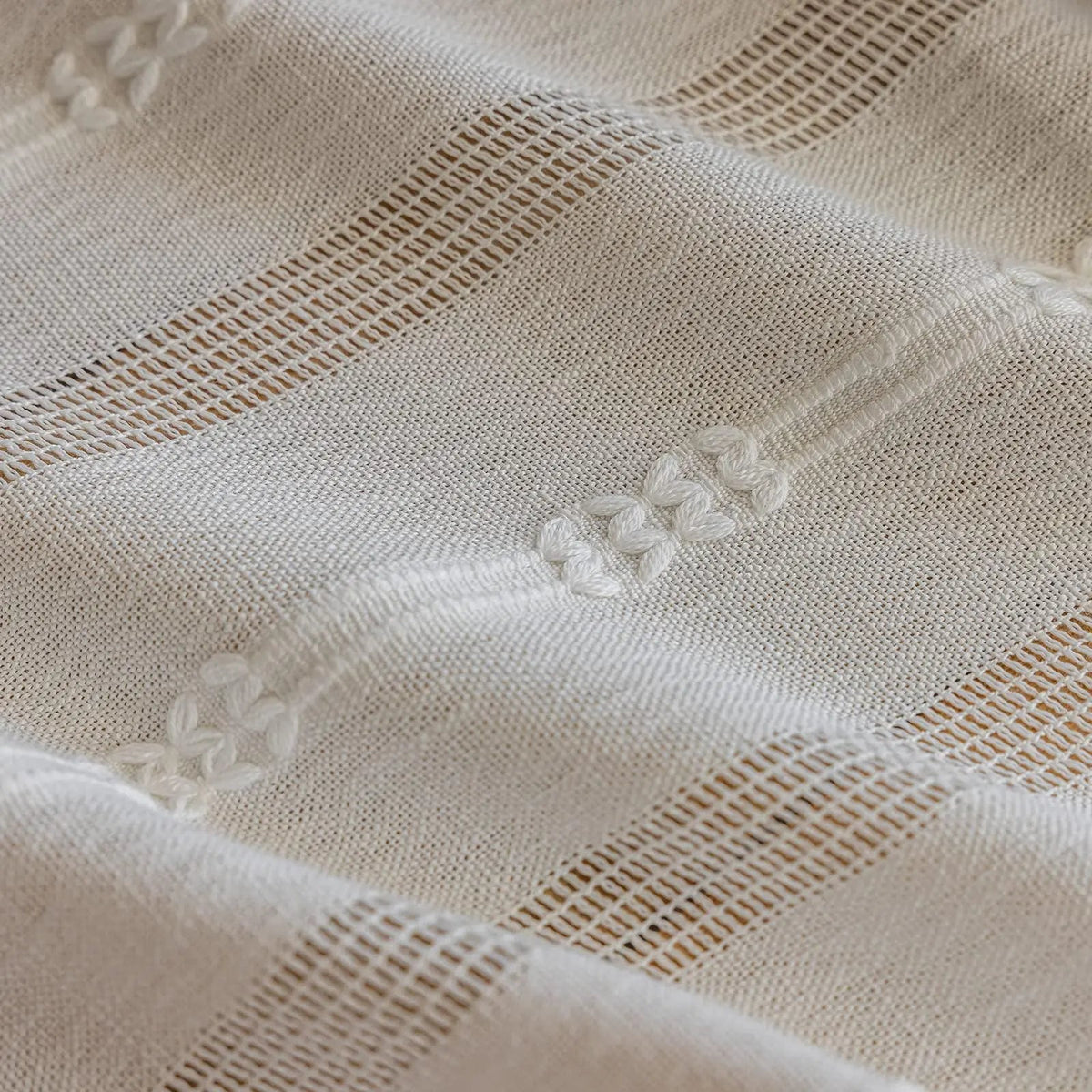 Jacquard Hollow-Out White Tulle Semi-Blackout Curtain Panels for Living Room, Bedroom, and Dining Area Décor