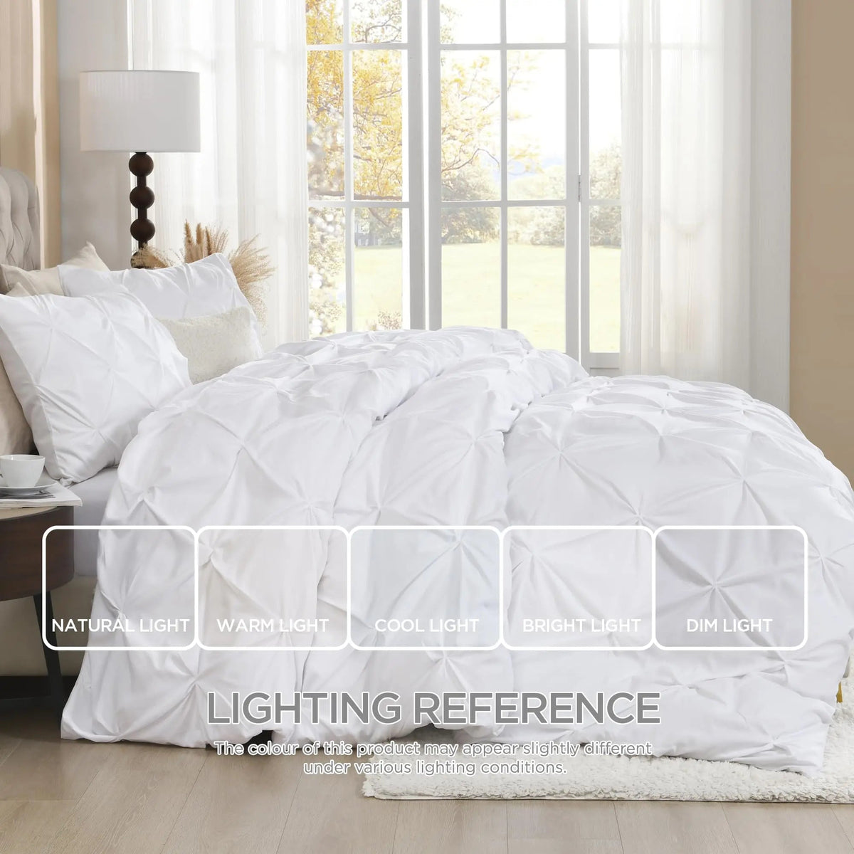 Pinch Pleated Duvet Cover Set with Hidden Zipper and Corner Ties for Super King Plus Bedding