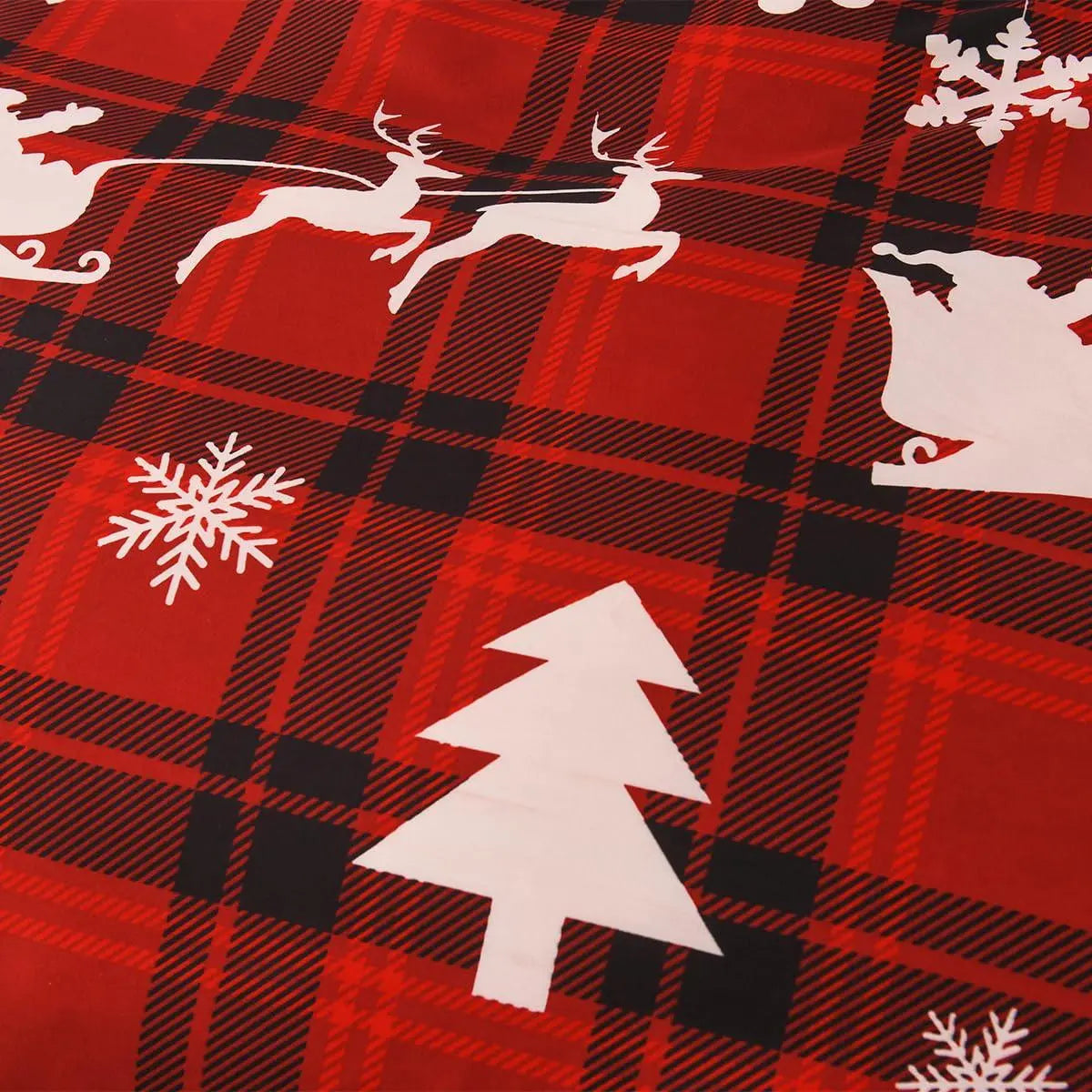 3-Piece Christmas Duvet Cover Set with Checkered Elk and Snowflake Print Design for Seasonal Bedding