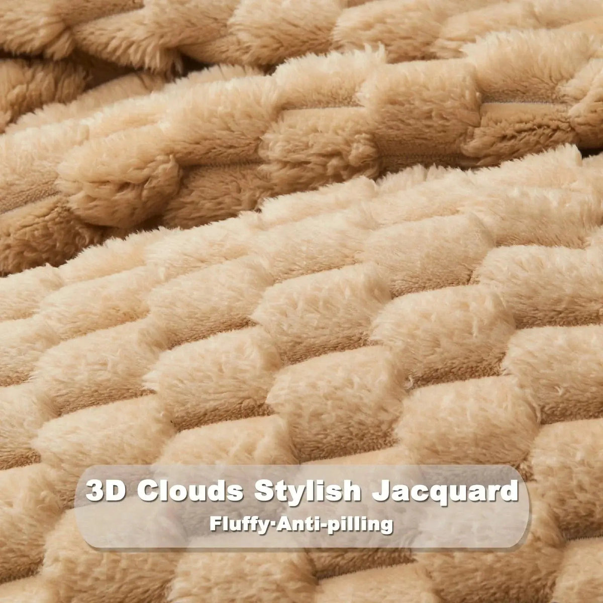 3D Clouds Jacquard Silky Flannel Fleece Blanket with Lightweight All-Season Comfort for Home and Office Use