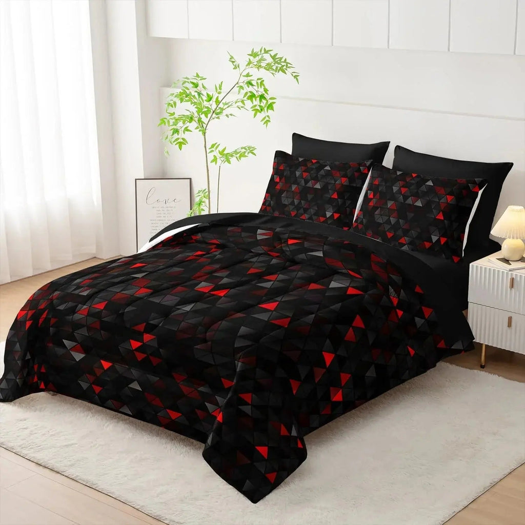 Geometric Bedding Set with 3D Square Design for Queen Bedding and Modern Rooms (Included Quilt Cover + 2 Pillowcases)