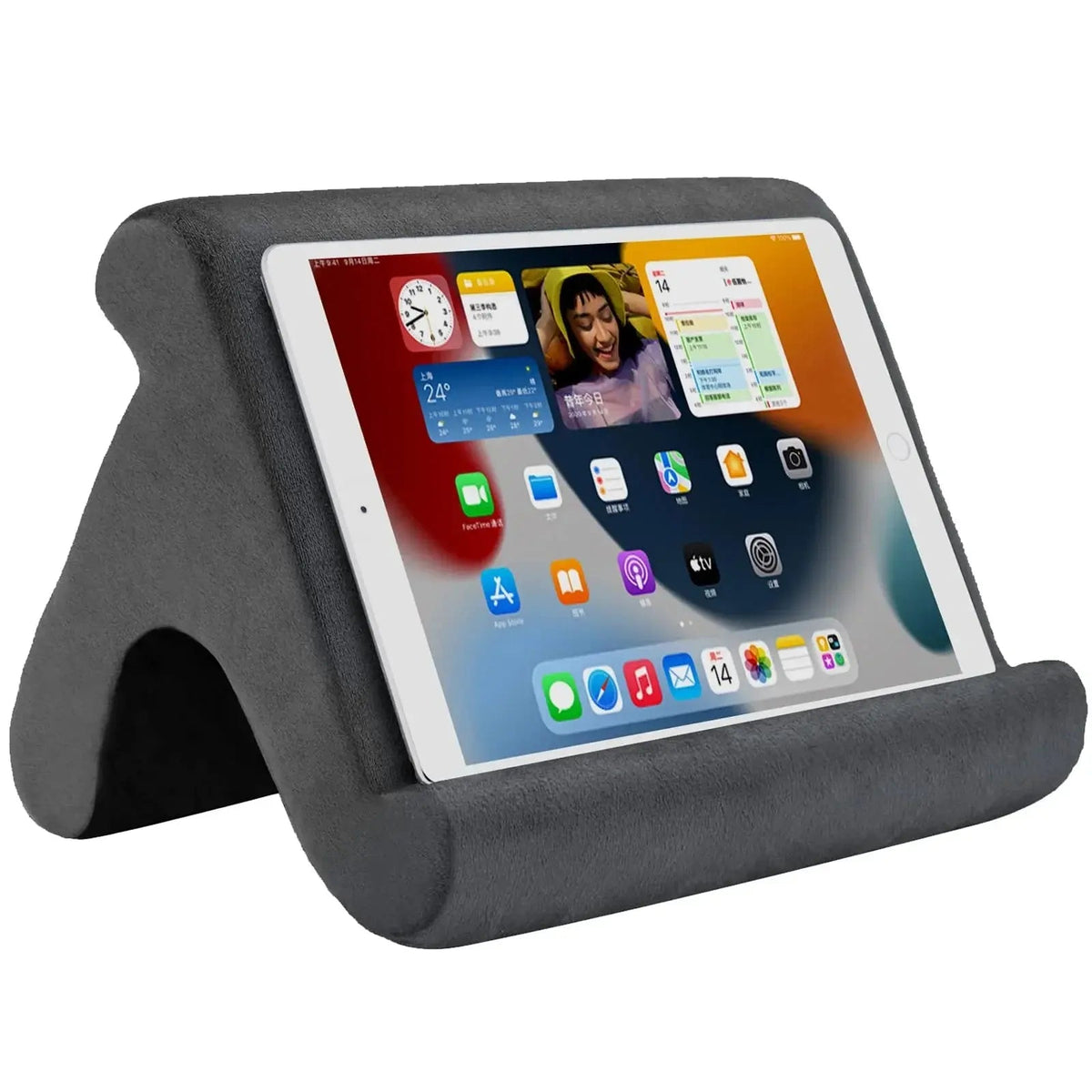 Multi Angle Tablet Holder Cushion Stand with Net Pocket for Reading and Viewing