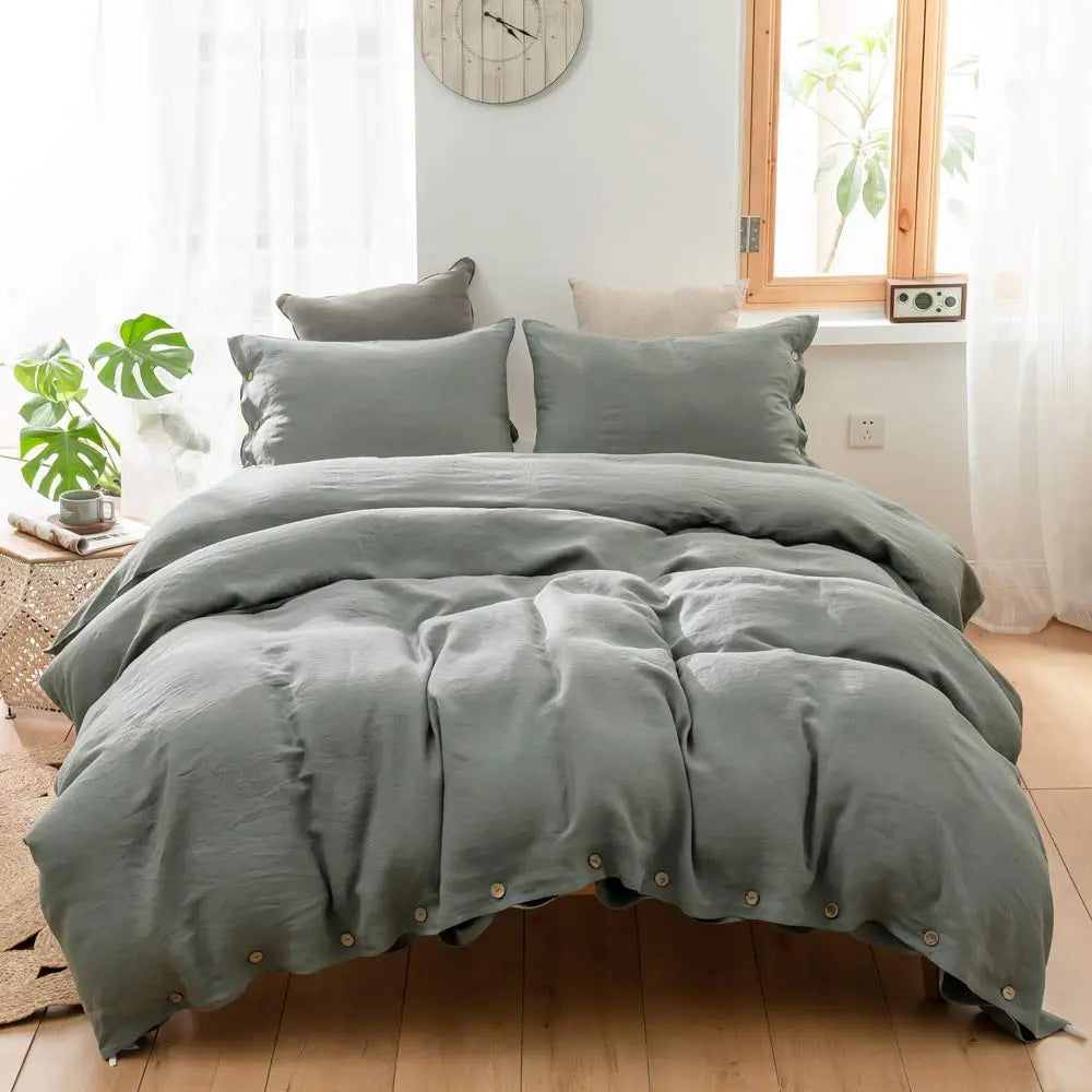 100% Cotton Duvet Cover Set with Double Twist Weave and Matching Pillowcases