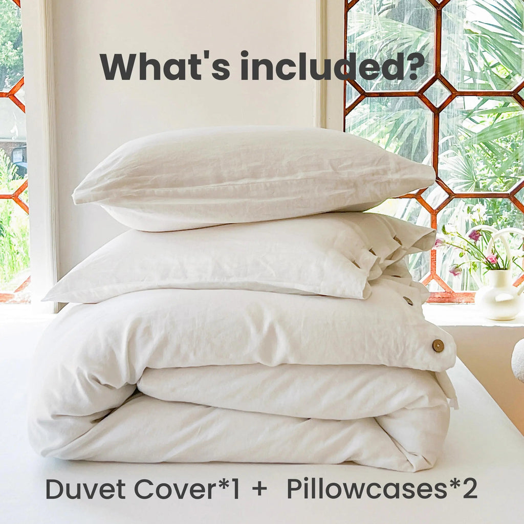 100% Cotton Duvet Cover Set with Double Twist Weave and Matching Pillowcases