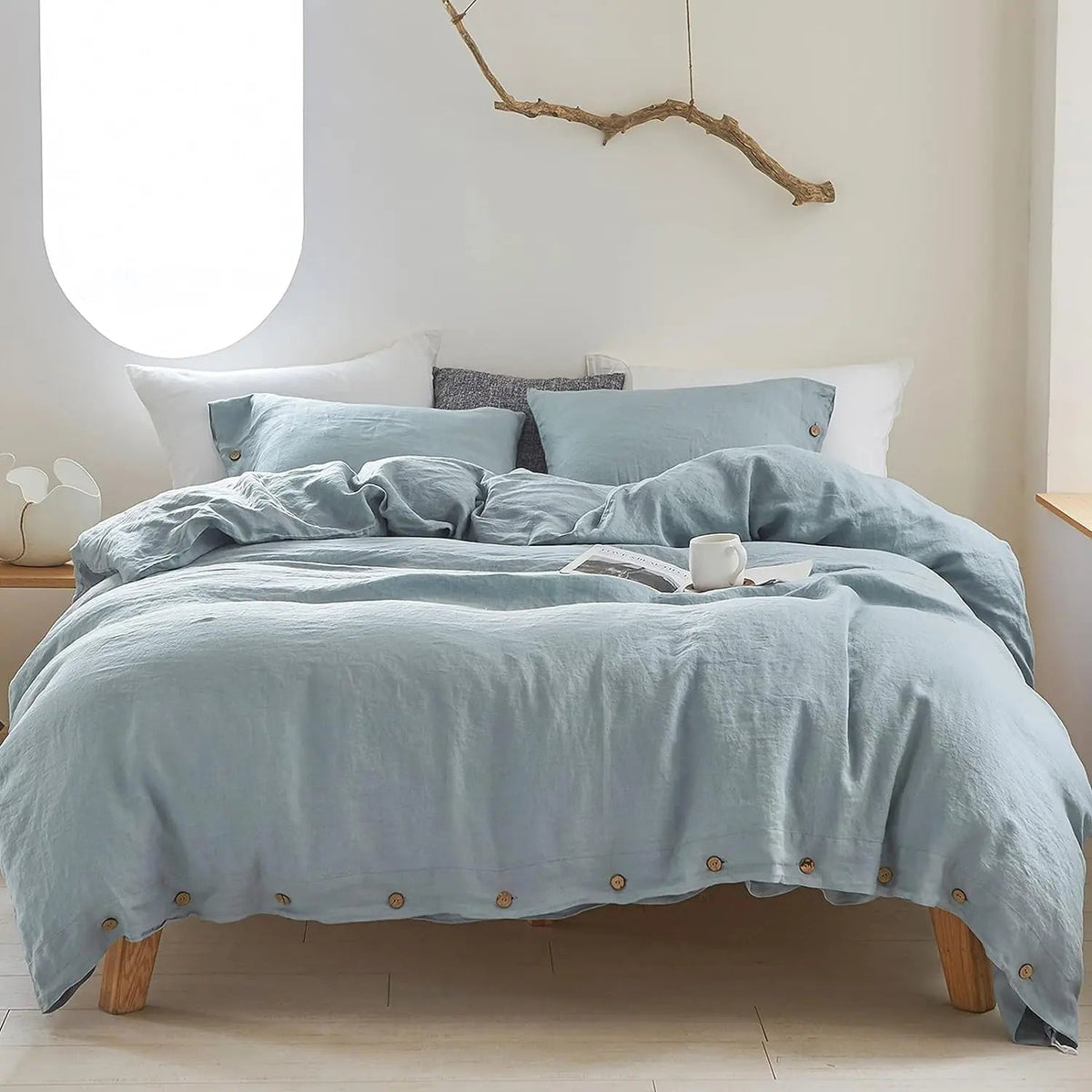 100% Cotton Duvet Cover Set with Double Twist Weave and Matching Pillowcases
