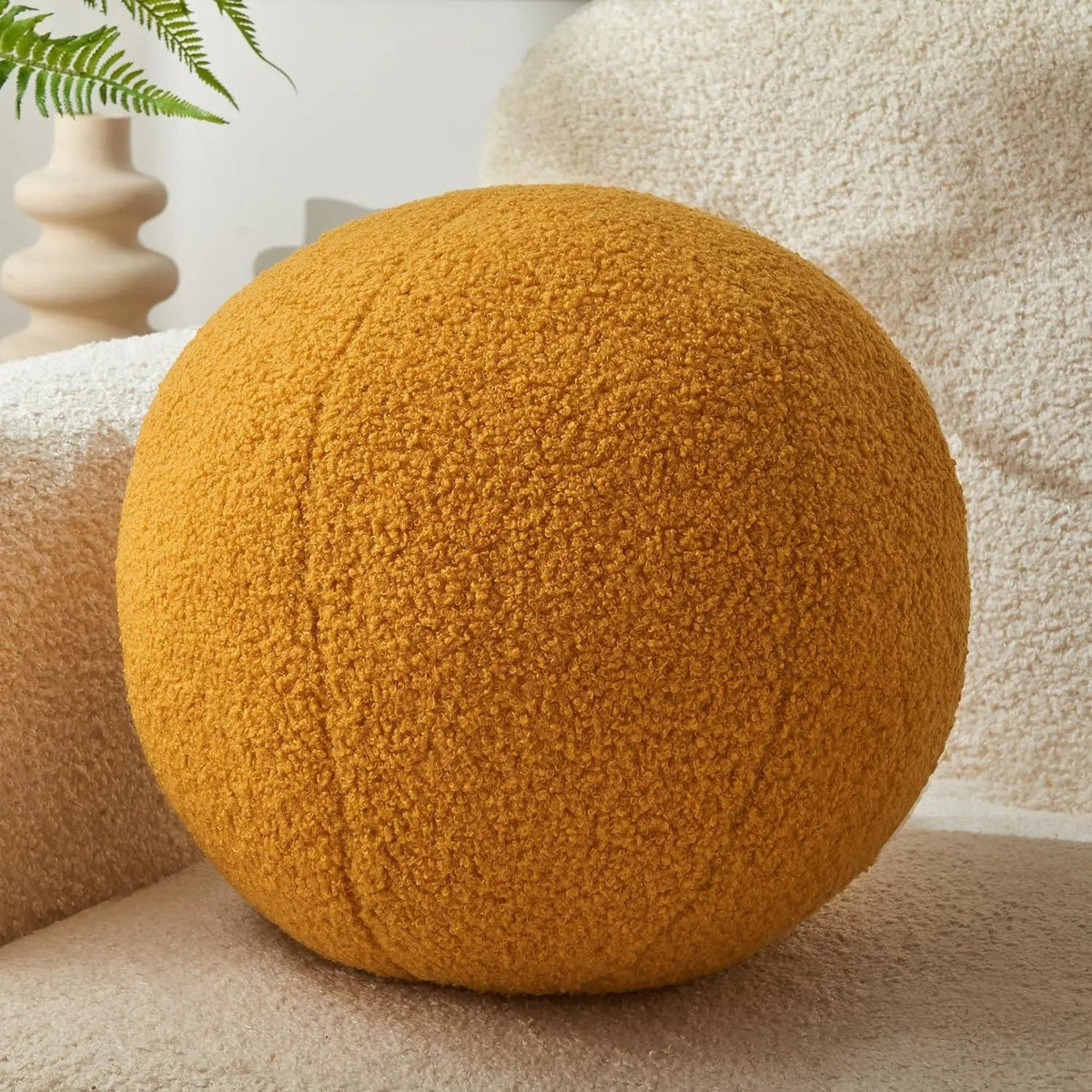 Round Ball Decorative Pillow with Plush Filling and Neutral Tone for Modern Living Room and Bedroom Styling