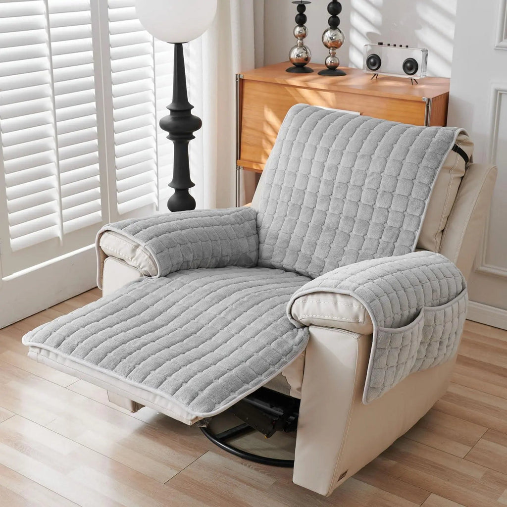 Washable Recliner Slipcover with Elastic Straps for Kids Pets and Daily Furniture Care