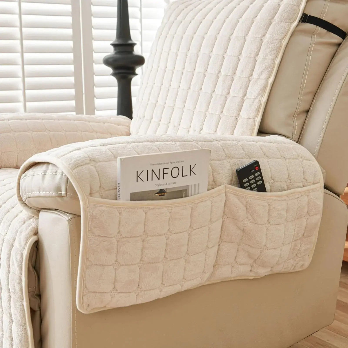 Washable Recliner Slipcover with Elastic Straps for Kids Pets and Daily Furniture Care