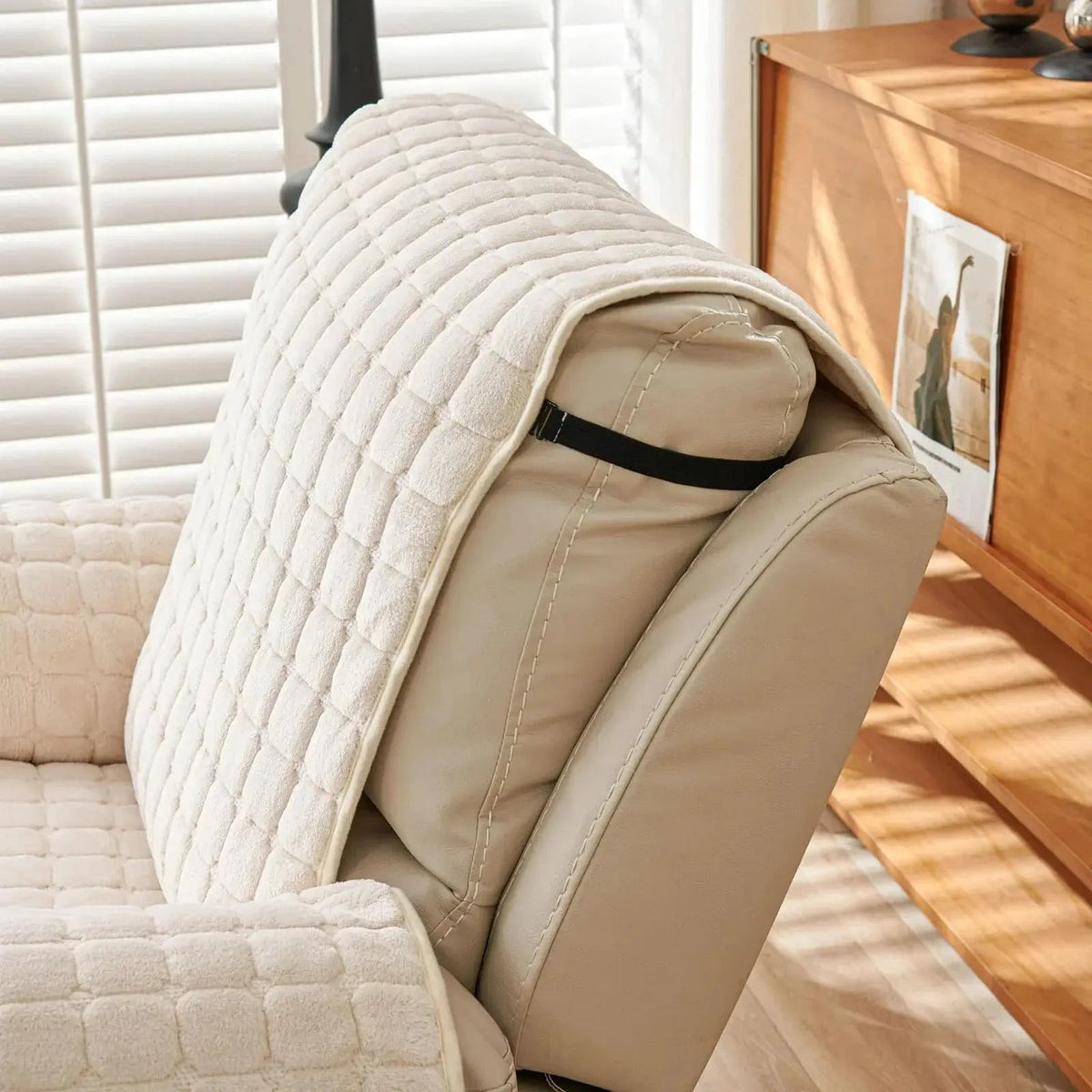 Washable Recliner Slipcover with Elastic Straps for Kids Pets and Daily Furniture Care