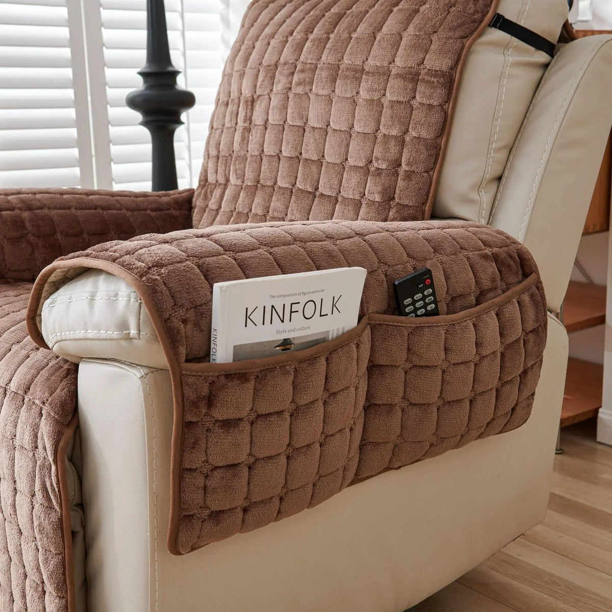 Washable Recliner Slipcover with Elastic Straps for Kids Pets and Daily Furniture Care