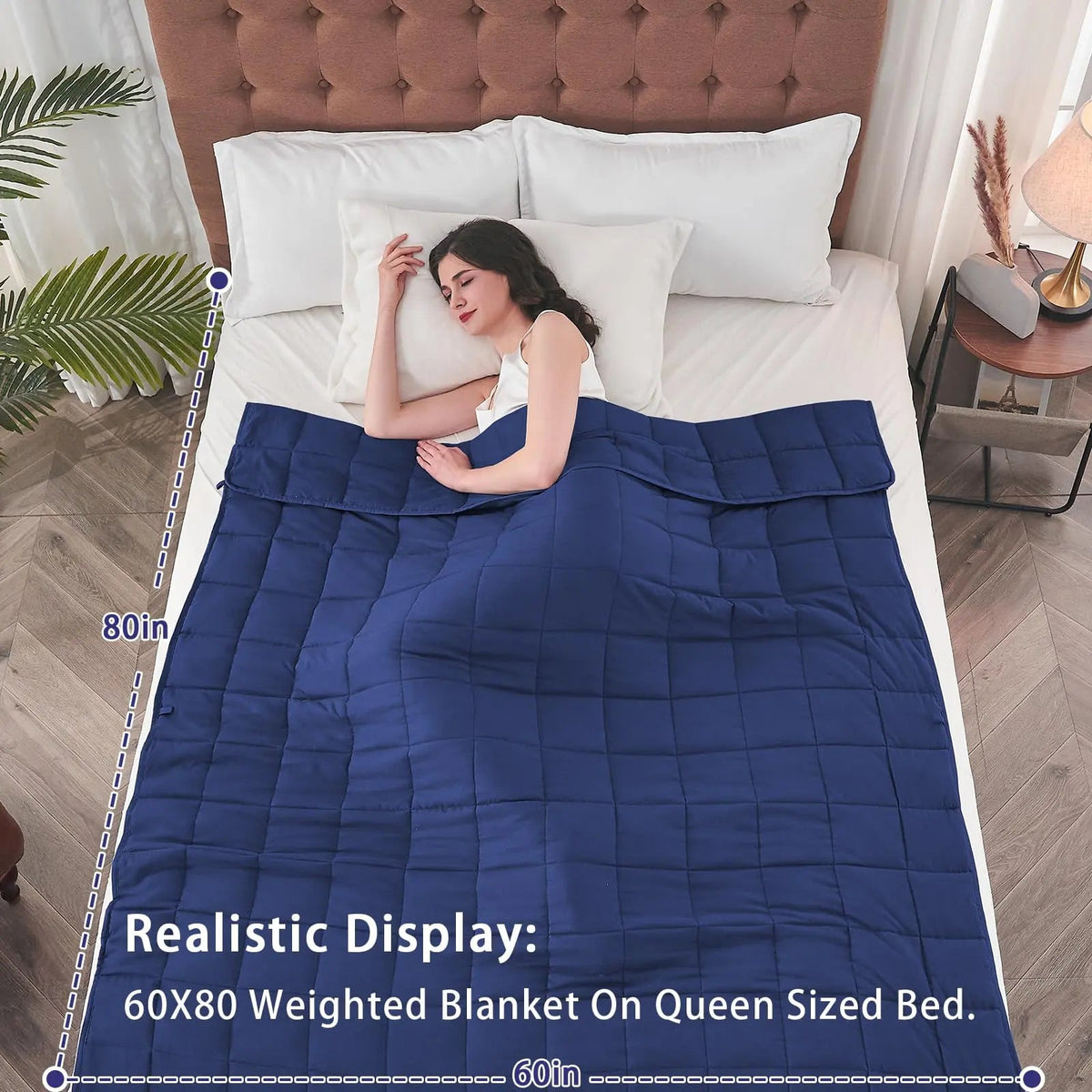 Weighted Cooling Blanket with Glass Beads for Even Weight Distribution and Year-Round Sleep Comfort