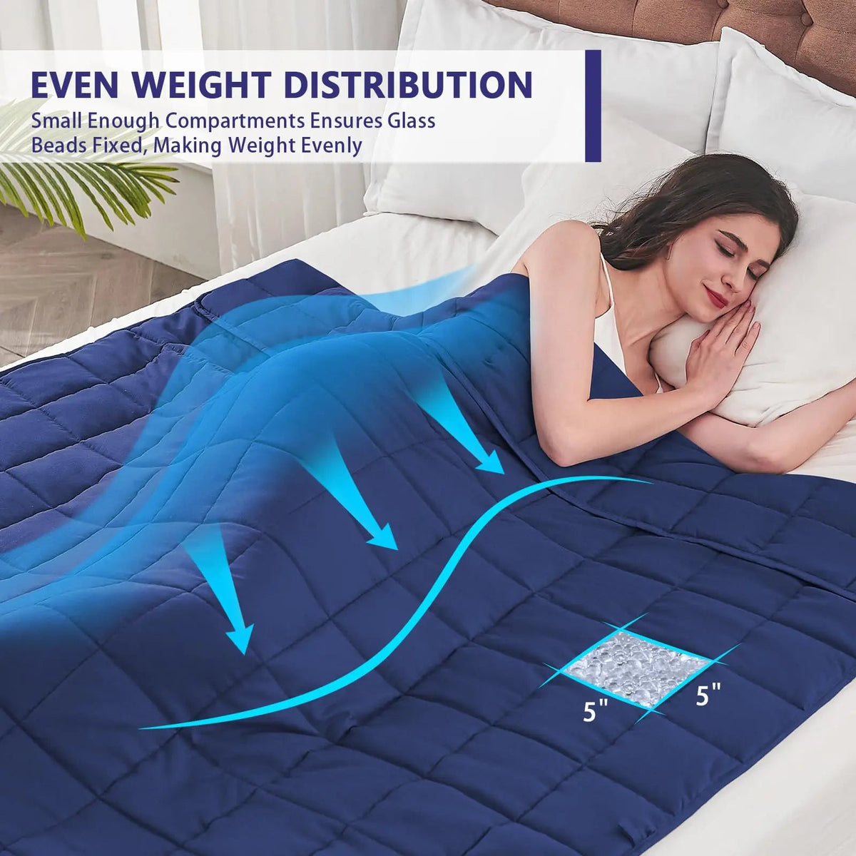 Weighted Cooling Blanket with Glass Beads for Even Weight Distribution and Year-Round Sleep Comfort