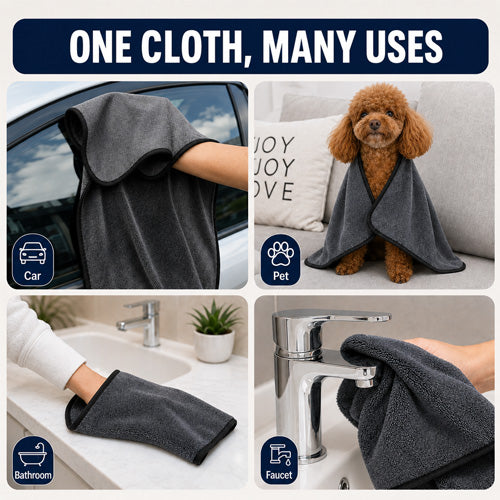 Twisted Loop Drying Towel with Ultra Absorbent Microfiber for Bathroom, Glass and Car Drying