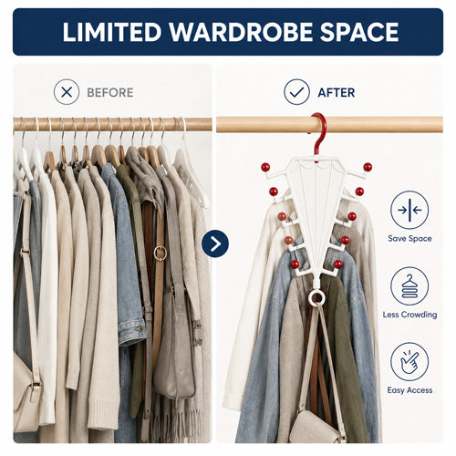 Double Sided Clothes Hanger with V-Shaped Design for Wardrobe Storage and Organization