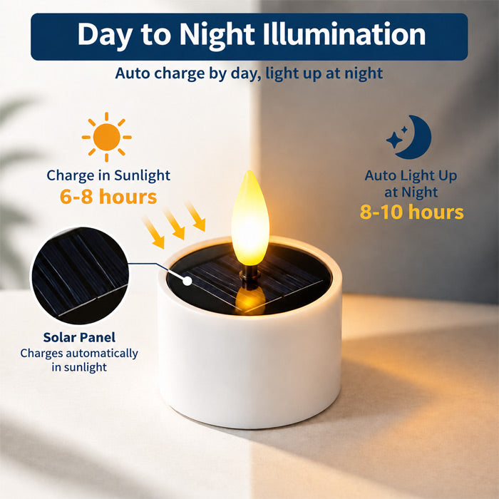 Waterproof Solar LED Flameless Candles with Flickering Warm Light for Outdoor Garden, Wedding and Party Decoration