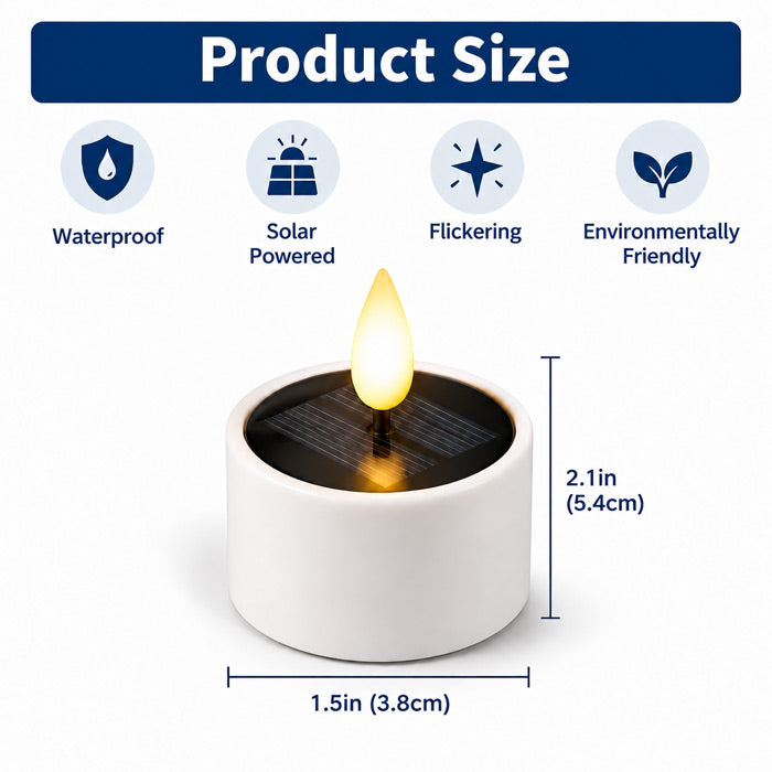 Waterproof Solar LED Flameless Candles with Flickering Warm Light for Outdoor Garden, Wedding and Party Decoration