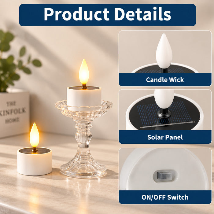 Waterproof Solar LED Flameless Candles with Flickering Warm Light for Outdoor Garden, Wedding and Party Decoration
