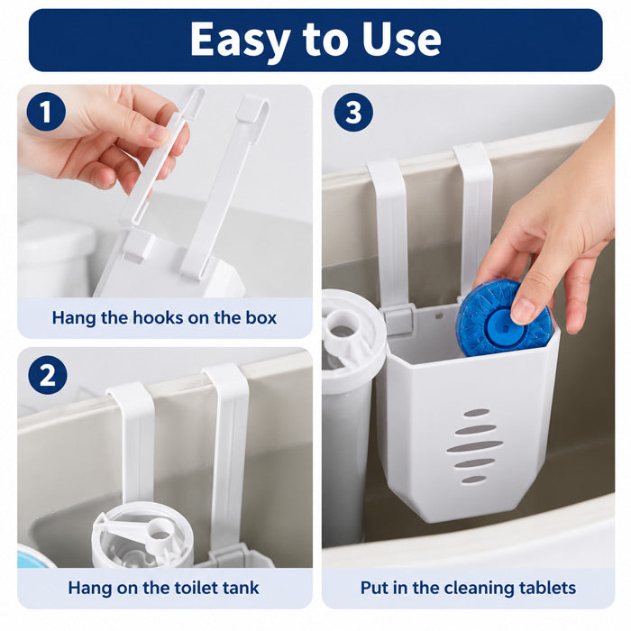 Toilet Tank Tablet Holder with Hanging Bracket for Bleach Tablets and Automatic Toilet Tank Cleaning
