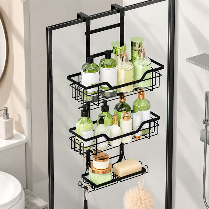 3 Tier Hanging Shower Caddy with Soap Holders for Bathroom Door Storage