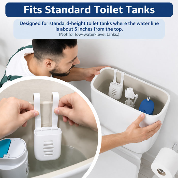 Toilet Tank Tablet Holder with Hanging Bracket for Bleach Tablets and Automatic Toilet Tank Cleaning