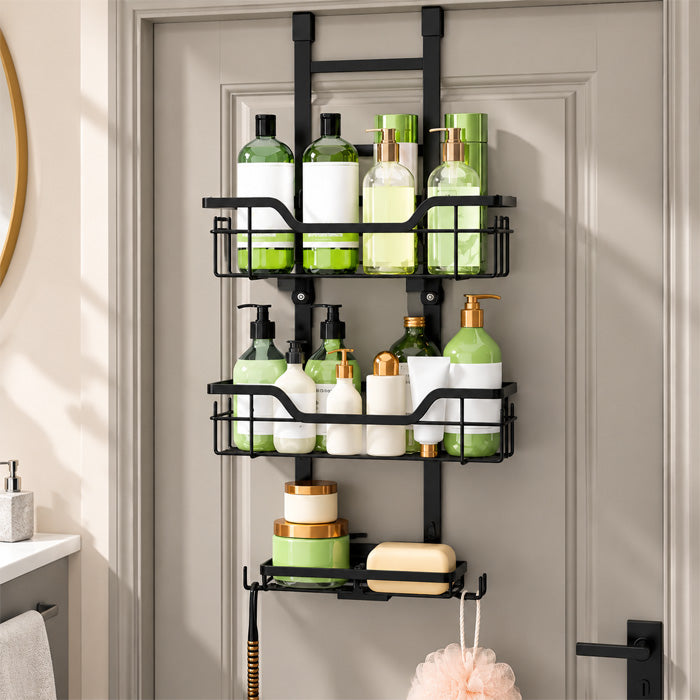 3 Tier Hanging Shower Caddy with Soap Holders for Bathroom Door Storage