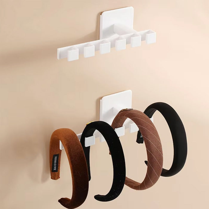 Wall Mounted Hat Holder with 6 Hooks for Baseball Caps, Belts, and Accessory Storage Organization
