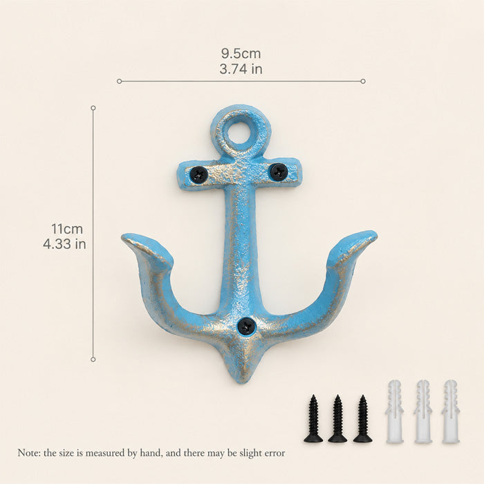 Nautical Anchor Hooks with Cast Iron Design for Coastal Coat and Towel Storage