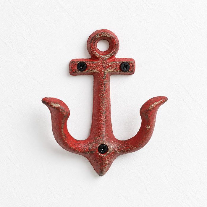 Nautical Anchor Hooks with Cast Iron Design for Coastal Coat and Towel Storage