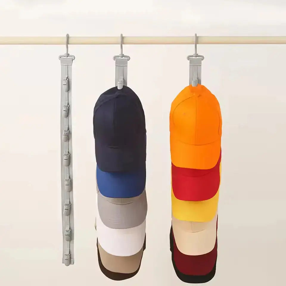 Baseball Cap Organizer Rack with 8 Clip Hanger Design for Door and Closet Organization