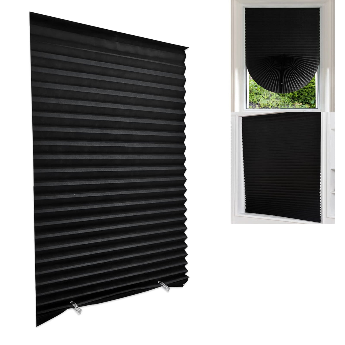 No Drill Window Blinds Light Filtering Stick On Curtains Adjustable Cut to Size with Clip Installation