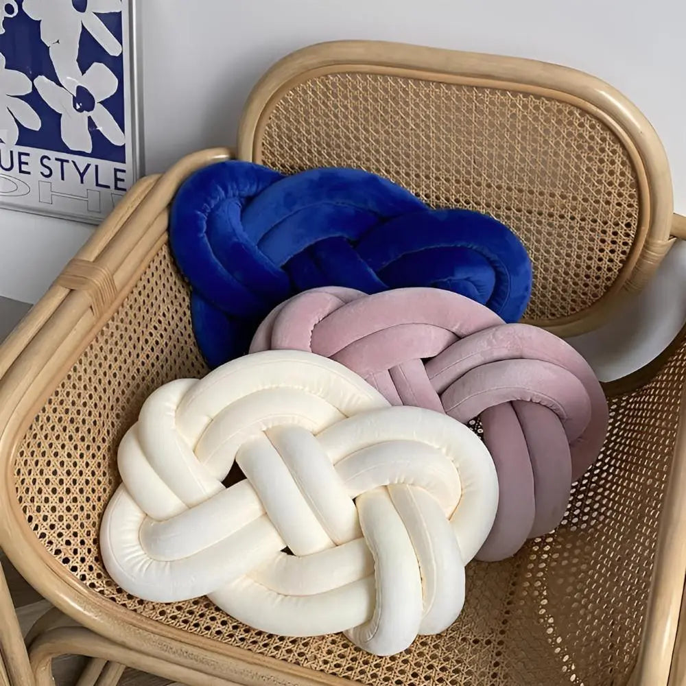 Modern Plush Knotted Throw Pillow with Sculptural Design for Sofa, Couch, or Bed Décor