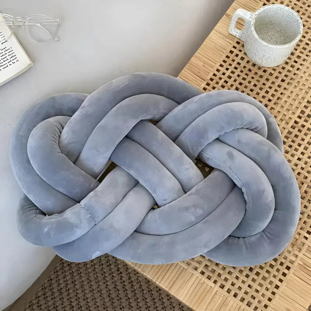 Modern Plush Knotted Throw Pillow with Sculptural Design for Sofa, Couch, or Bed Décor