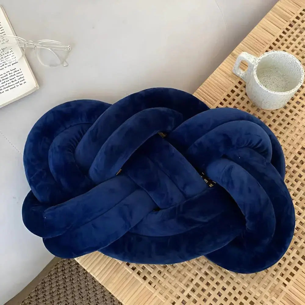 Modern Plush Knotted Throw Pillow with Sculptural Design for Sofa, Couch, or Bed Décor