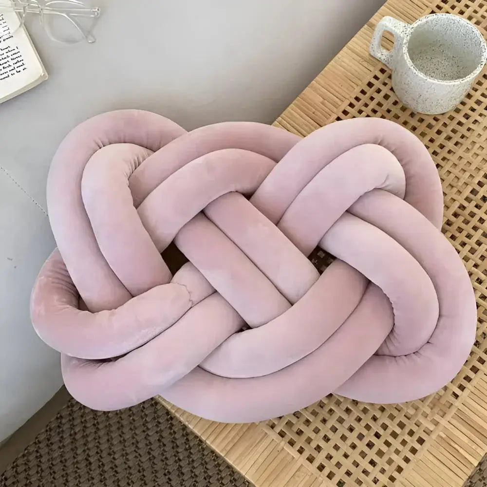 Modern Plush Knotted Throw Pillow with Sculptural Design for Sofa, Couch, or Bed Décor