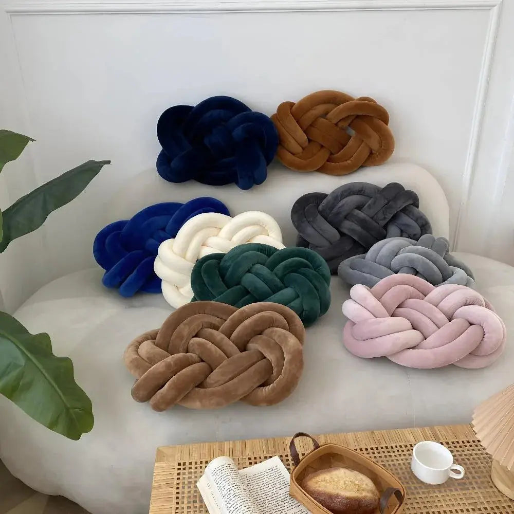 Modern Plush Knotted Throw Pillow with Sculptural Design for Sofa, Couch, or Bed Décor