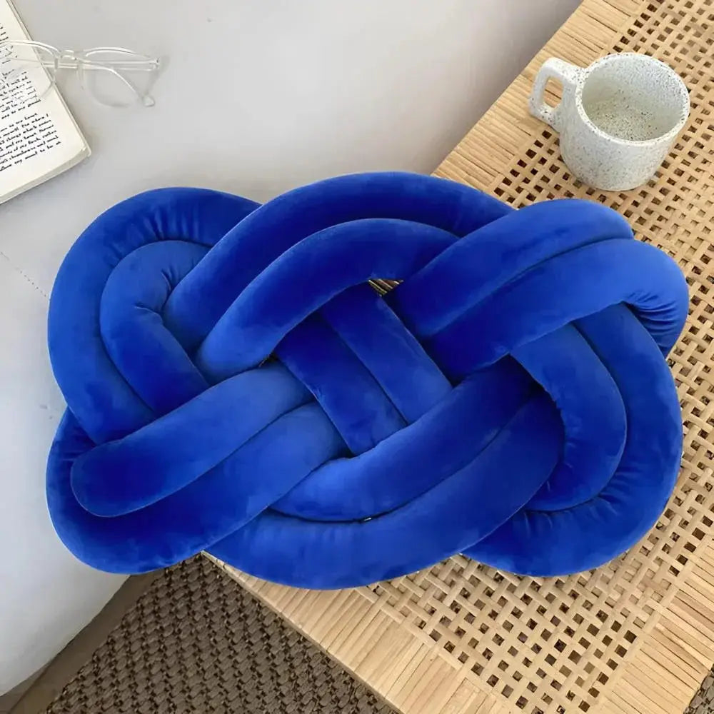 Modern Plush Knotted Throw Pillow with Sculptural Design for Sofa, Couch, or Bed Décor