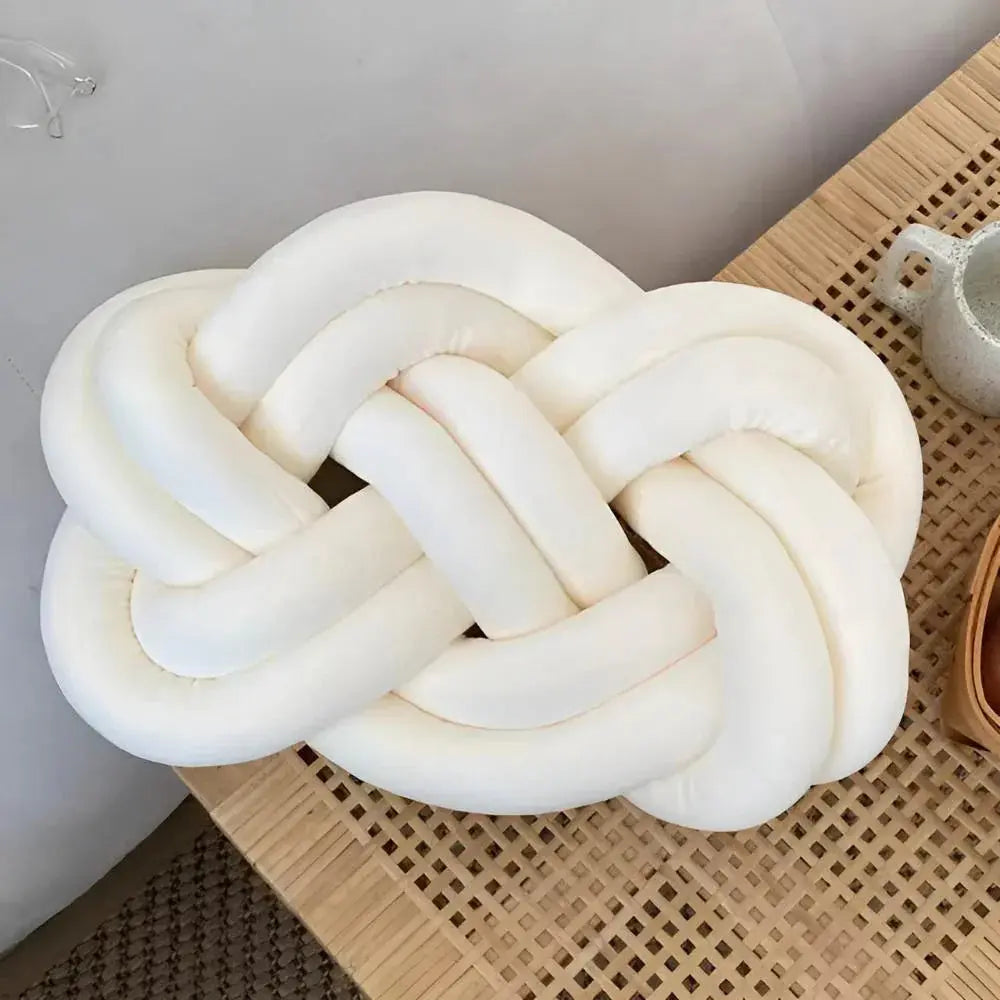 Modern Plush Knotted Throw Pillow with Sculptural Design for Sofa, Couch, or Bed Décor