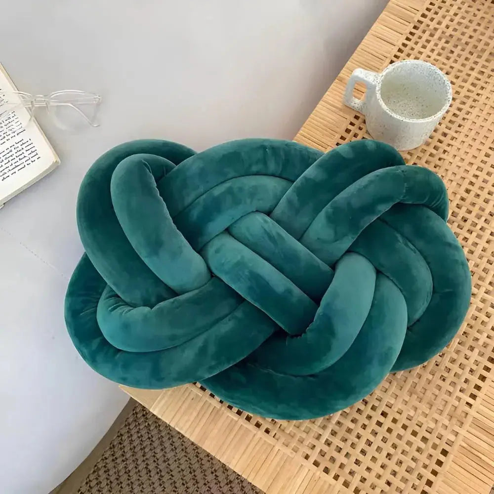 Modern Plush Knotted Throw Pillow with Sculptural Design for Sofa, Couch, or Bed Décor