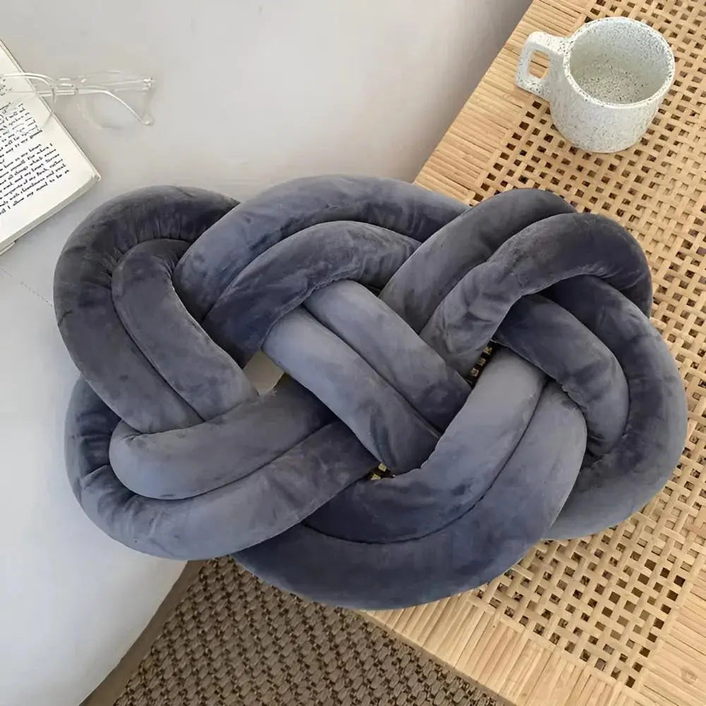 Modern Plush Knotted Throw Pillow with Sculptural Design for Sofa, Couch, or Bed Décor