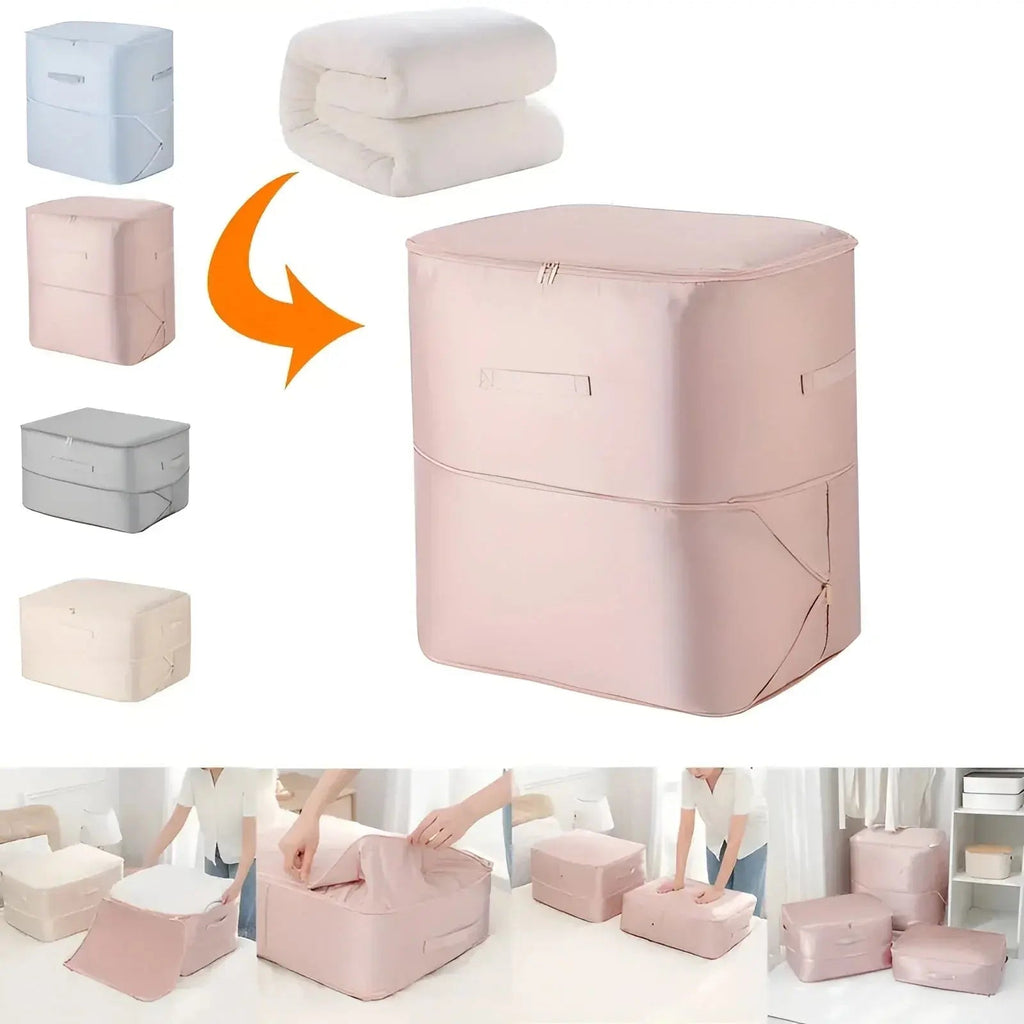 Zipper Vacuum-Free Storage Bags for Clothing, Quilts, and Wardrobe Organization with Space-Saving Compression
