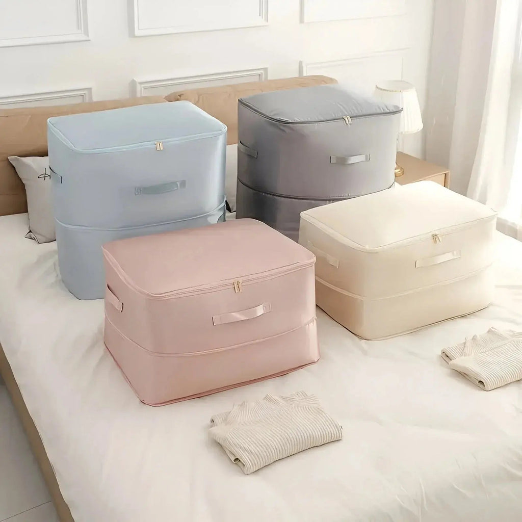 Zipper Vacuum-Free Storage Bags for Clothing, Quilts, and Wardrobe Organization with Space-Saving Compression