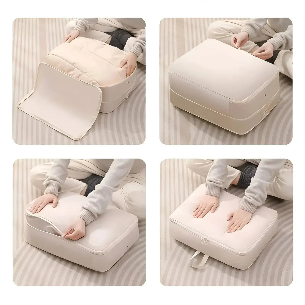 Zipper Vacuum-Free Storage Bags for Clothing, Quilts, and Wardrobe Organization with Space-Saving Compression