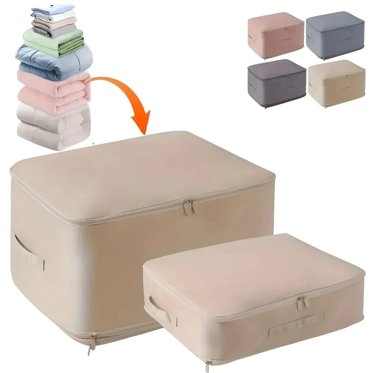 Zipper Vacuum-Free Storage Bags for Clothing, Quilts, and Wardrobe Organization with Space-Saving Compression